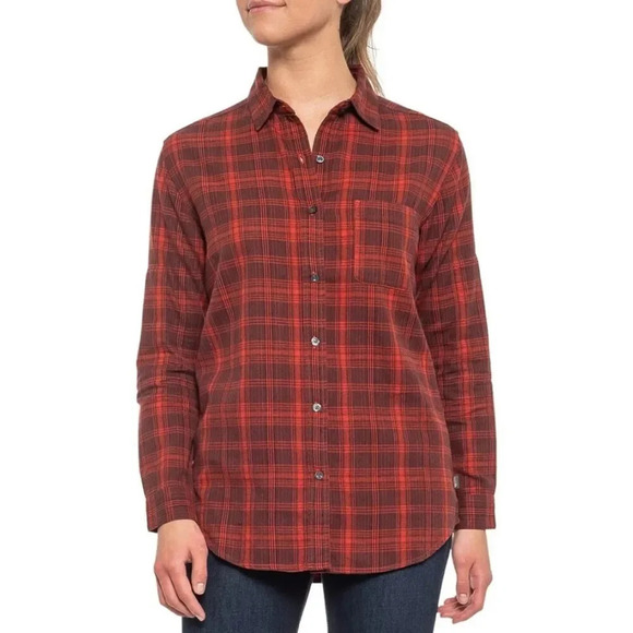 The North Face Flannel Plaid Button Front Shirt Size L Red Ketchup - Picture 1 of 8